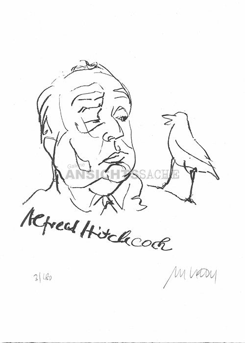 Lithografie "Alfred Hitchcock"