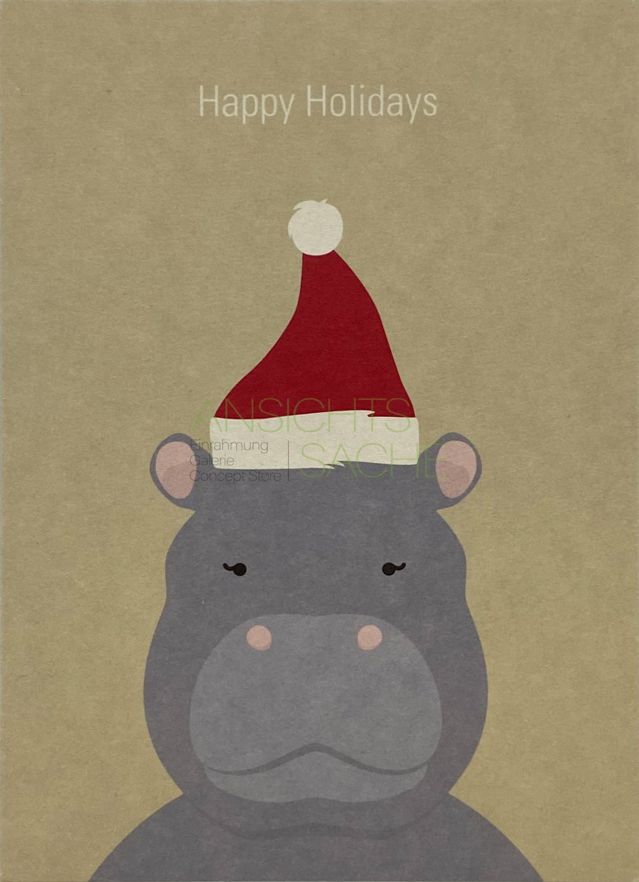 Weihnachtskarte "Happy Holidays - Nilpferd"