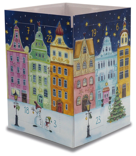 Leuchtender Adventskalender "Winterlicher Straßenzug"