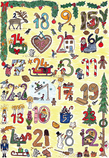 Adventskalender-Klappkarte Zahlen