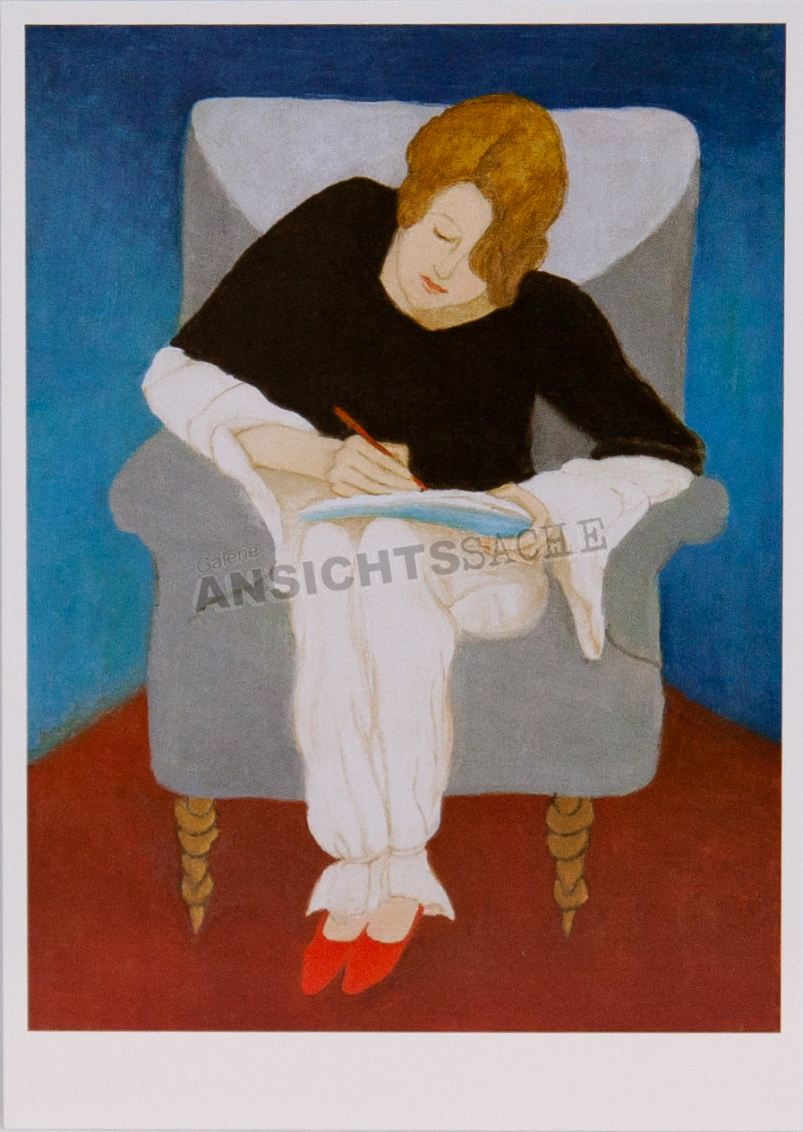 Postkarte "Gabriele Münter - Dame im Sessel, schreibend"