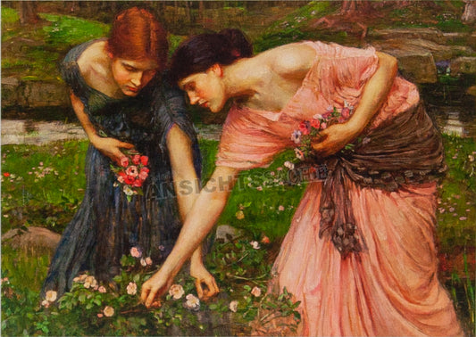 Postkarte "John William Waterhouse - Pflücke die Rosenknospen so lange sie blühen"