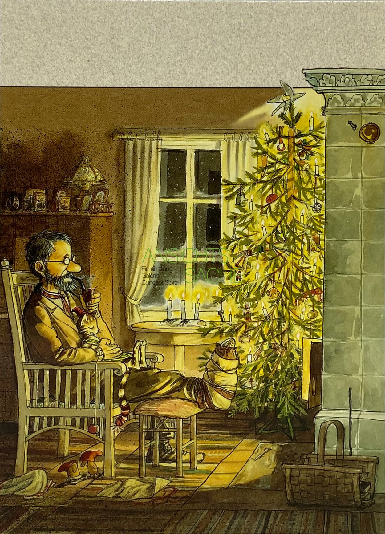 Weihnachtskarte "Petterson & Findus an Weihnachten"