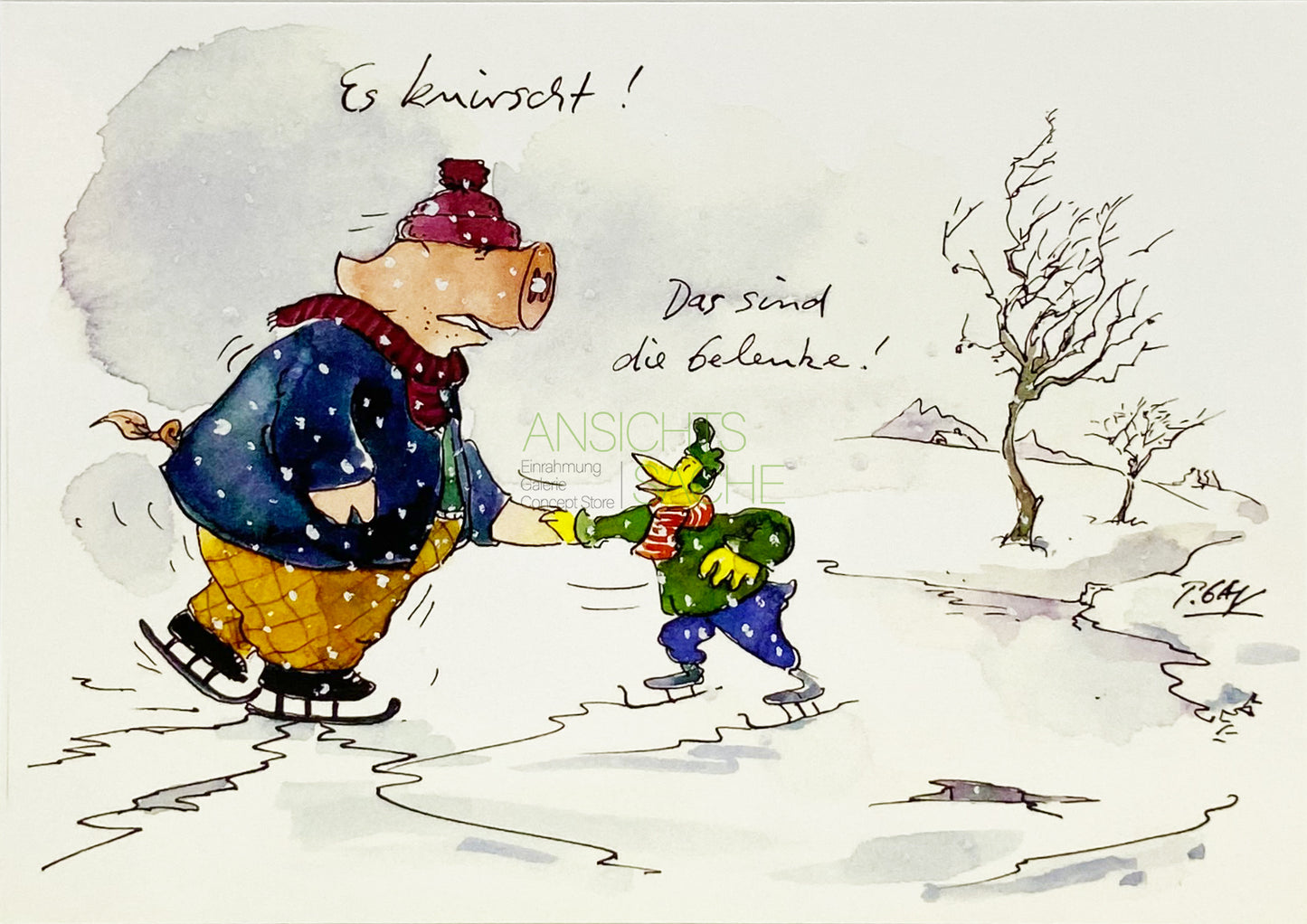 Weihnachtskarte "Es knirscht! Das sind die Gelenke!"