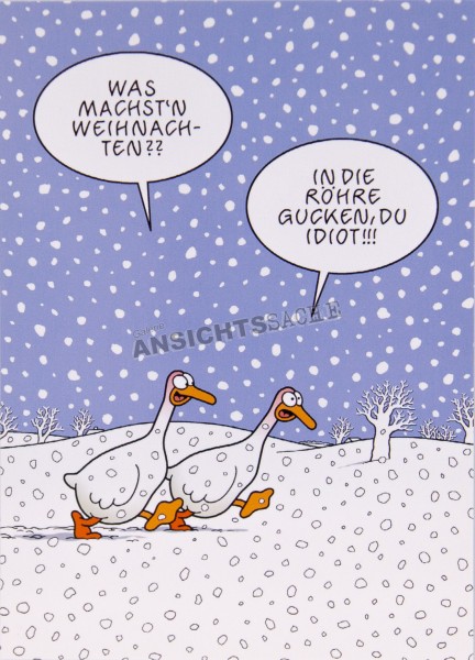 Weihnachtskarte Comic &quot;In die Röhre gucken&quot;