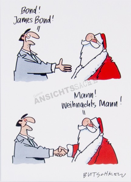 Weihnachtskarte Comic &quot;Mann! Weihnachtsmann!&quot;